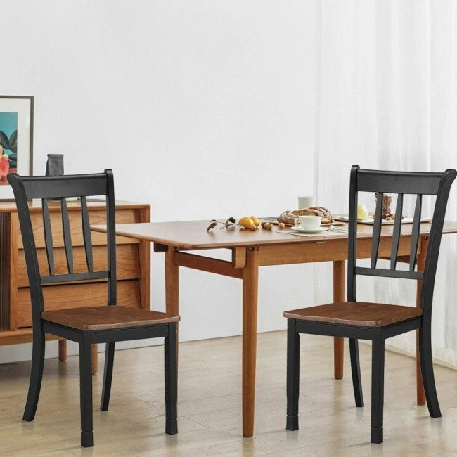 Black / White Rubberwood Spindle Back Dining Chairs, Set of 2, for 2 Person