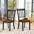Black / White Rubberwood Spindle Back Dining Chairs, Set of 2, for 2 Person