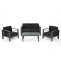 GDFStudio Wendy Outdoor Aluminum 4 Seater Chat Set with Cushions, Gray