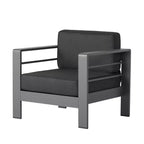 GDFStudio Wendy Outdoor 4-Sitzer-Gesprächsgruppe aus Aluminium mit Kissen, Grau