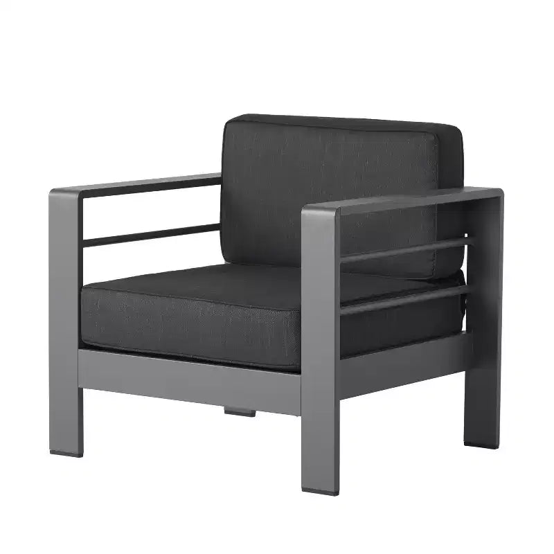 GDFStudio Wendy Outdoor 4-Sitzer-Gesprächsgruppe aus Aluminium mit Kissen, Grau