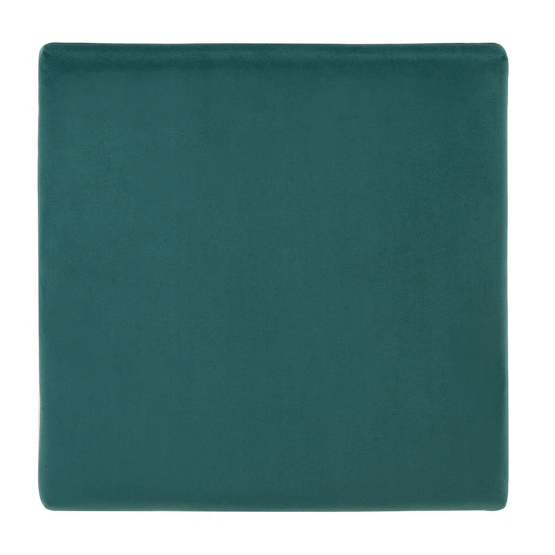 Navy / Emerald / Cream Velvet Square Ottoman with Gold Quatrefoil Frame for 1 Person