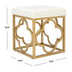 Navy / Emerald / Cream Velvet Square Ottoman with Gold Quatrefoil Frame for 1 Person