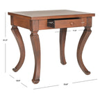 Brown 1-Drawer Side Table with Cabriole Legs for 1 Person