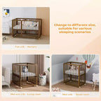 JOYMOR 8-in-1 umwandelbares Kinderbett, inklusive 2 Matratzen, umwandelbar in Stubenwagen, Mittelbett, großes Kinderbett, Tagesbett, Kleinkindbett und Laufstall