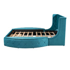 Pink / Gray / Beige / Blue Velvet Queen Platform Bed with Wingback Headboard, 1 Drawer and 2 Side Stools for 2 Person