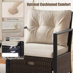 Costway 5-teiliges Outdoor-Möbelset Rattanstühle und Ottomane mit Couchtisch aus Glasplatte Off-White/Schwarz/Marineblau/Grau