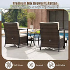 Costway 5-teiliges Outdoor-Möbelset Rattanstühle und Ottomane mit Couchtisch aus Glasplatte Off-White/Schwarz/Marineblau/Grau