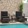 Costway 5 PCS Outdoor Furniture Set Rattan Chairs & Ottomans with Glass Topped Coffee Table Off White/Black/Navy/Gray