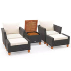 Costway 5-teiliges Terrassenmöbel-Set mit Aufbewahrungstisch, Ottomanen, weichen Kissen & Polstern