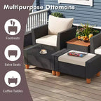 Costway 5-teiliges Terrassenmöbel-Set mit Aufbewahrungstisch, Ottomanen, weichen Kissen & Polstern