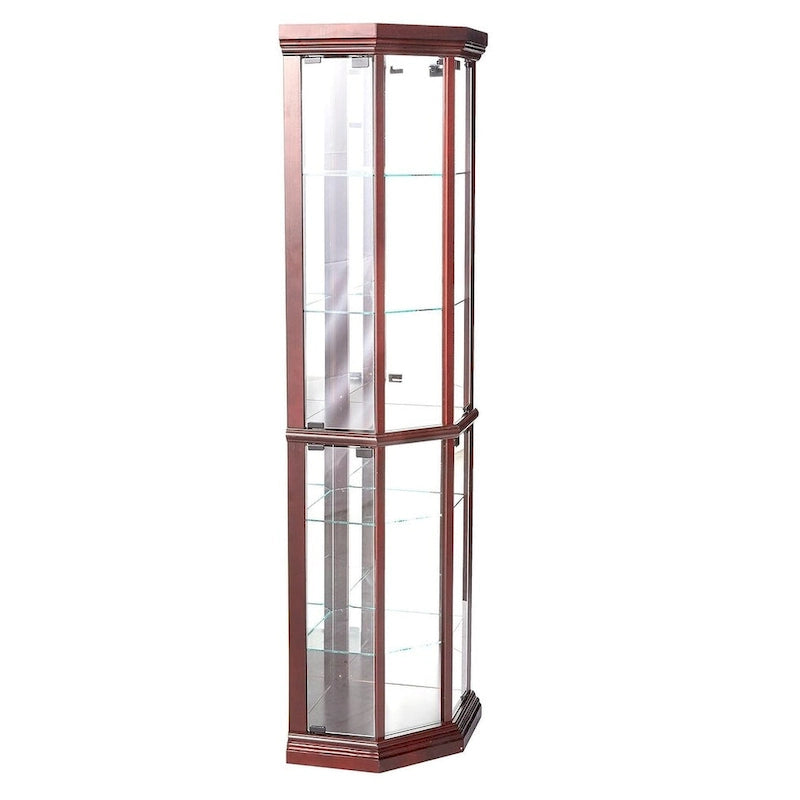 Dark Brown Glass Display Cabinet Stand for 1 Person, 16"W x 71"H