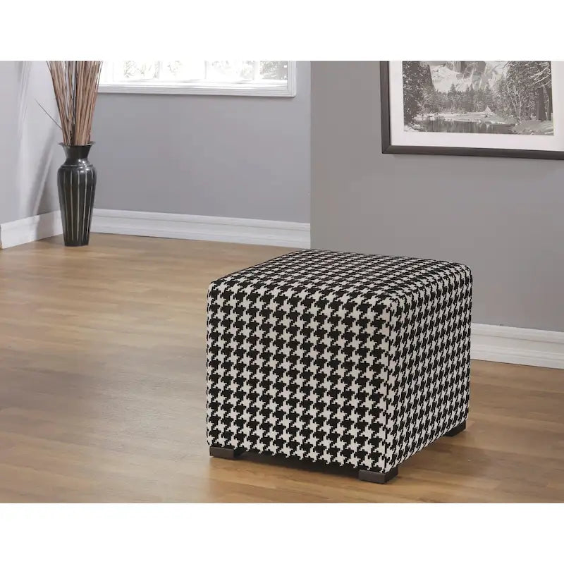 Multi-Color Square Button Tufted Ottoman with Black Legs for 1 Person