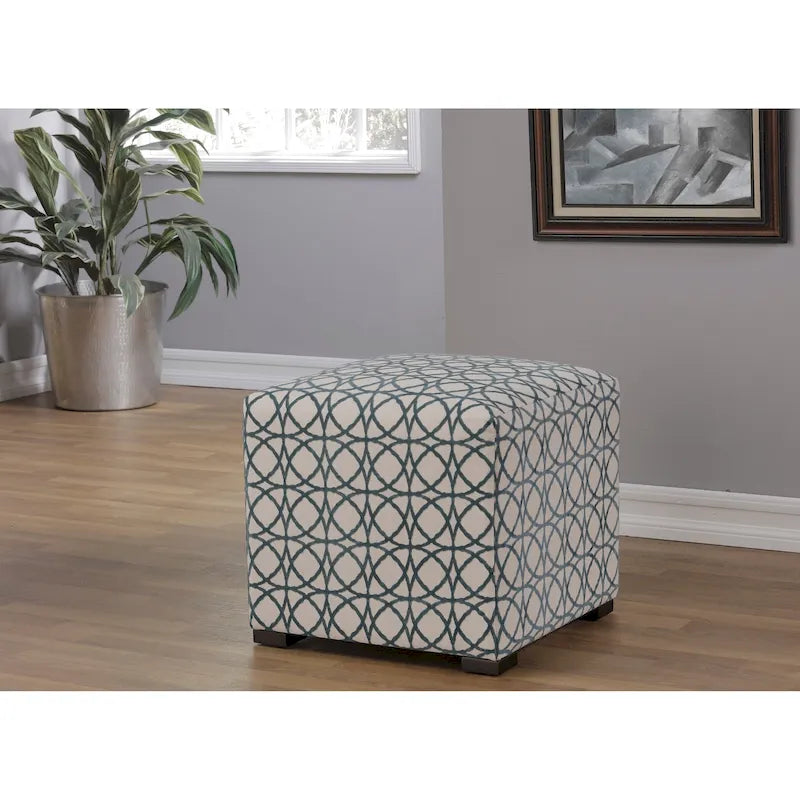 Multi-Color Square Button Tufted Ottoman with Black Legs for 1 Person
