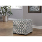 Multi-Color Square Button Tufted Ottoman with Black Legs for 1 Person