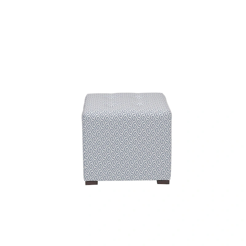 Multi-Color Square Button Tufted Ottoman with Black Legs for 1 Person