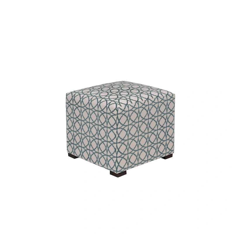 Multi-Color Square Button Tufted Ottoman with Black Legs for 1 Person