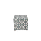 Multi-Color Square Button Tufted Ottoman with Black Legs for 1 Person