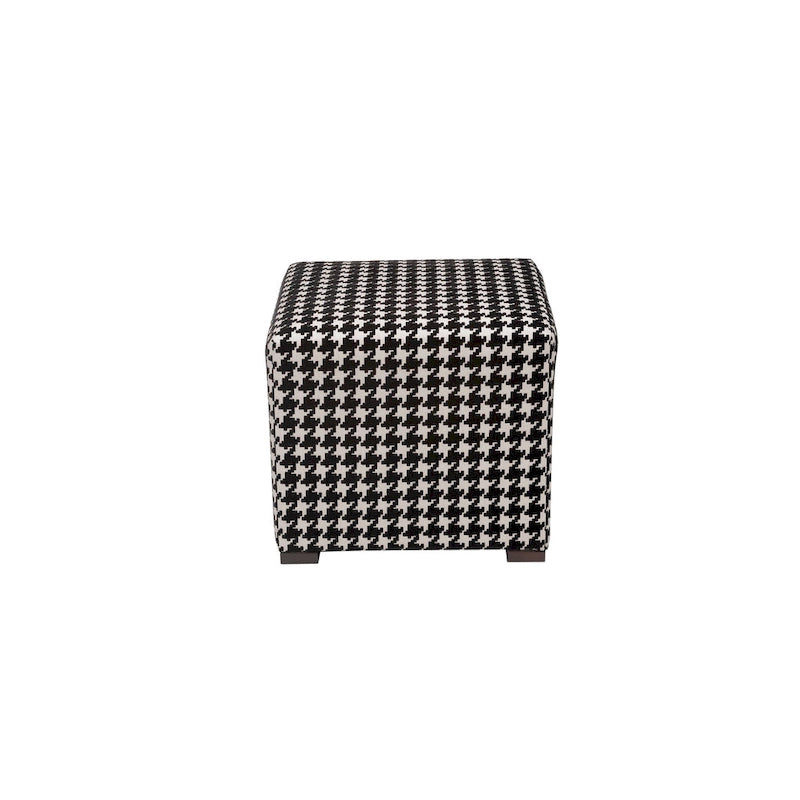 Multi-Color Square Button Tufted Ottoman with Black Legs for 1 Person