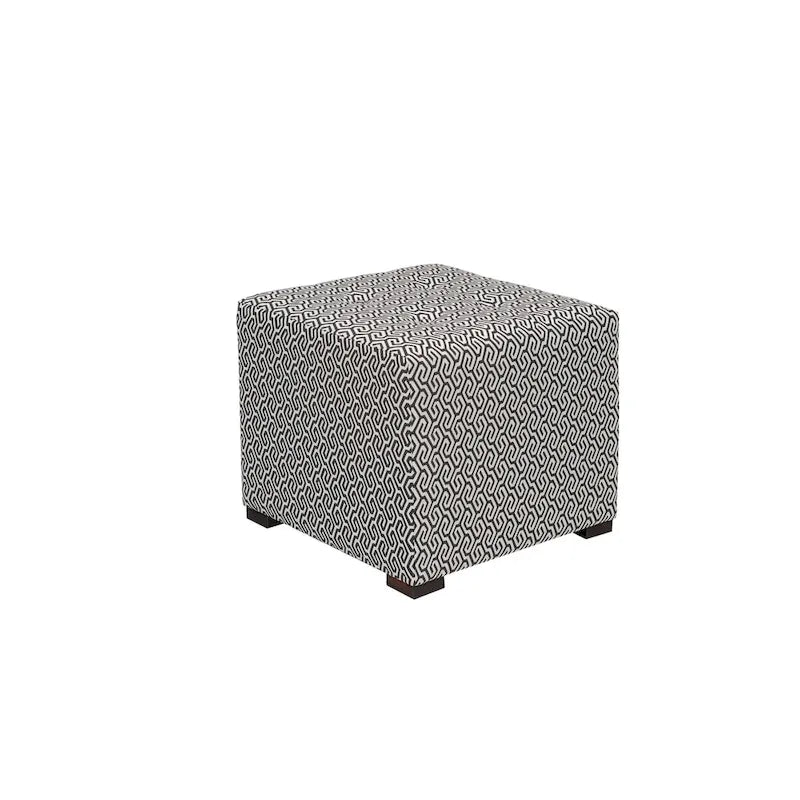 Multi-Color Square Button Tufted Ottoman with Black Legs for 1 Person
