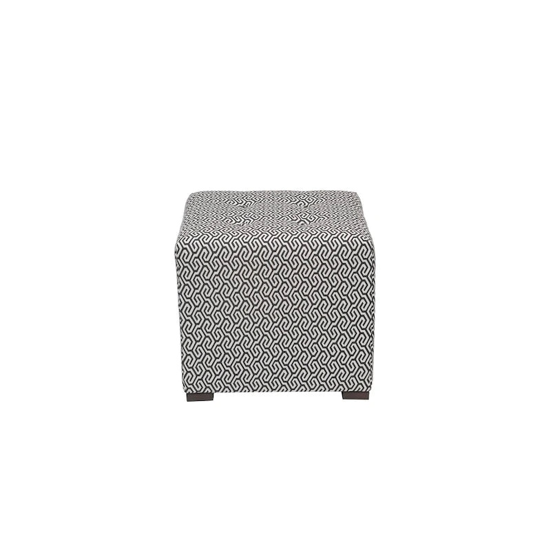 Multi-Color Square Button Tufted Ottoman with Black Legs for 1 Person