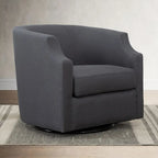 Grey / Light Blue / Natural Linen Swivel Glider Barrel Chair for 1 Person