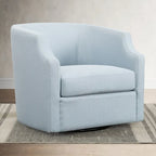 Grey / Light Blue / Natural Linen Swivel Glider Barrel Chair for 1 Person