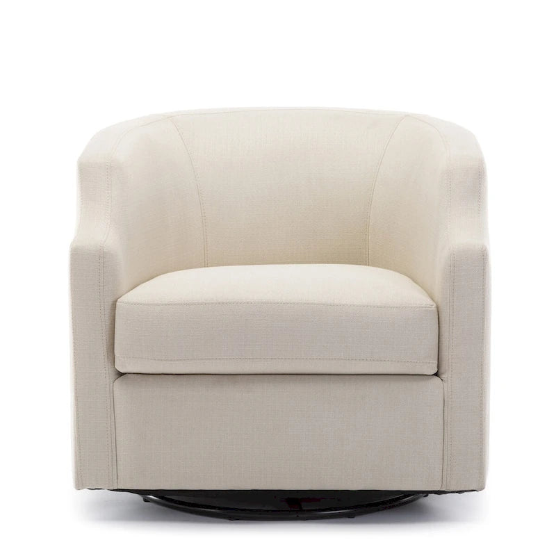 Grey / Light Blue / Natural Linen Swivel Glider Barrel Chair for 1 Person