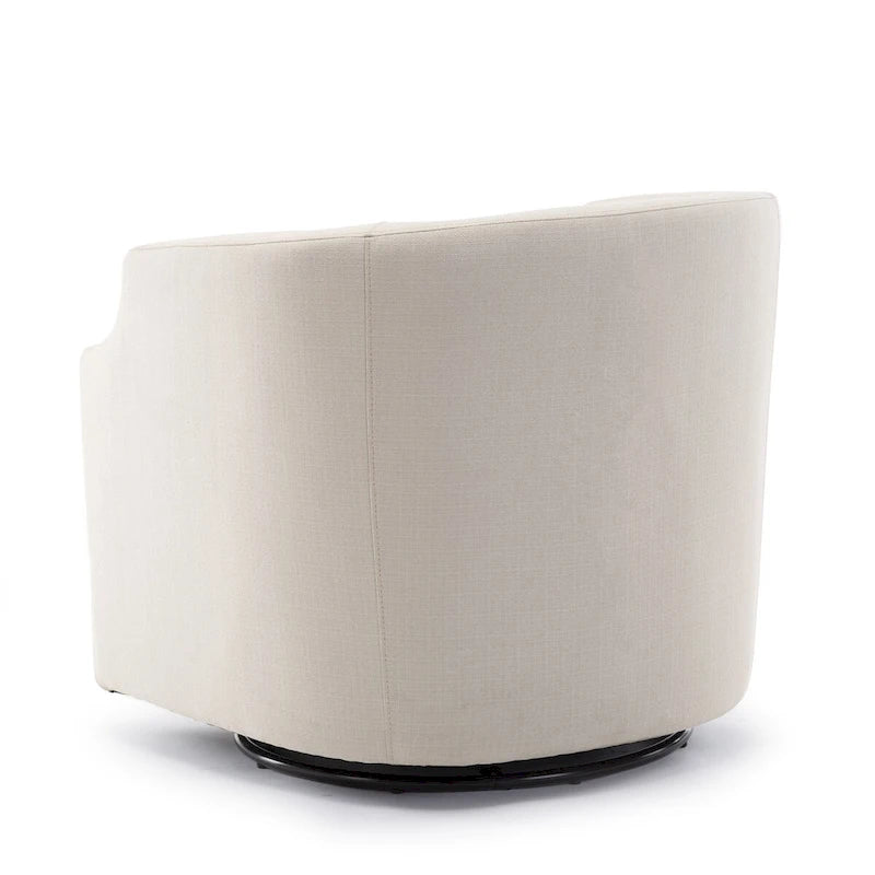 Grey / Light Blue / Natural Linen Swivel Glider Barrel Chair for 1 Person