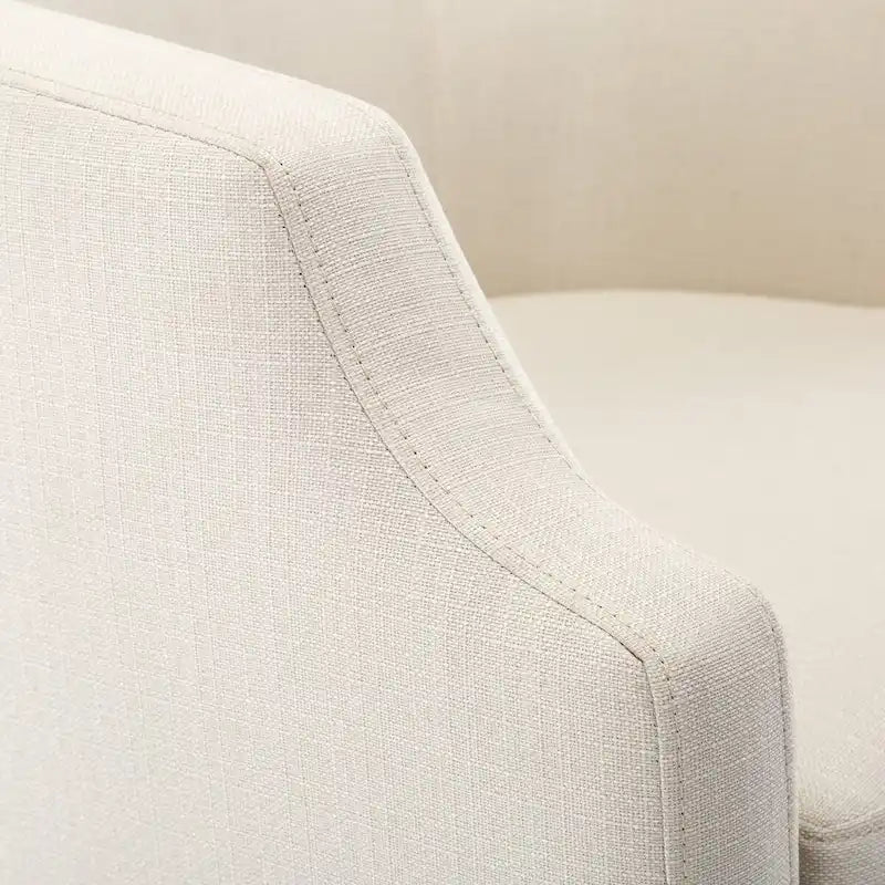 Grey / Light Blue / Natural Linen Swivel Glider Barrel Chair for 1 Person