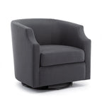 Grey / Light Blue / Natural Linen Swivel Glider Barrel Chair for 1 Person