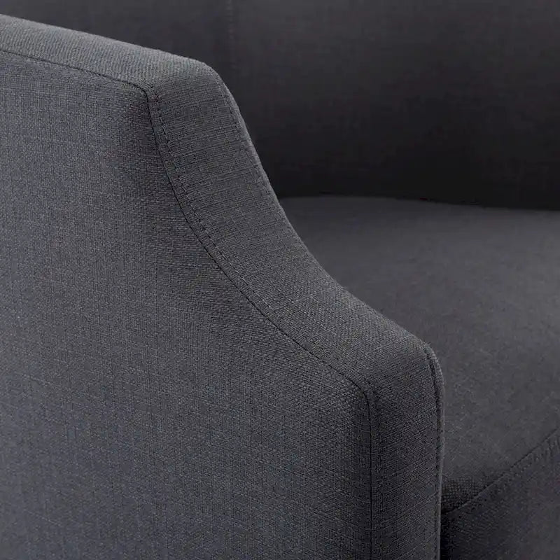 Grey / Light Blue / Natural Linen Swivel Glider Barrel Chair for 1 Person