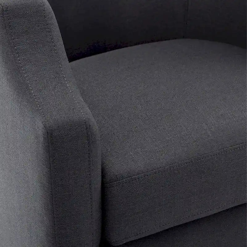 Grey / Light Blue / Natural Linen Swivel Glider Barrel Chair for 1 Person