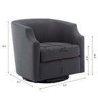 Grey / Light Blue / Natural Linen Swivel Glider Barrel Chair for 1 Person