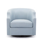 Grey / Light Blue / Natural Linen Swivel Glider Barrel Chair for 1 Person