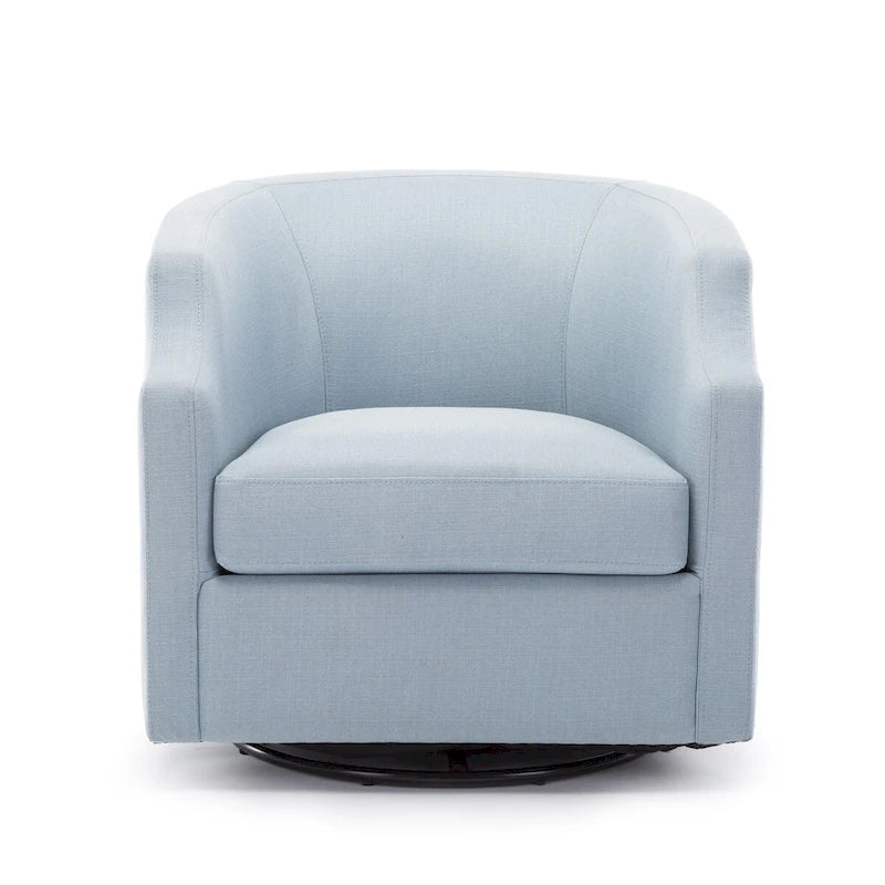 Grey / Light Blue / Natural Linen Swivel Glider Barrel Chair for 1 Person