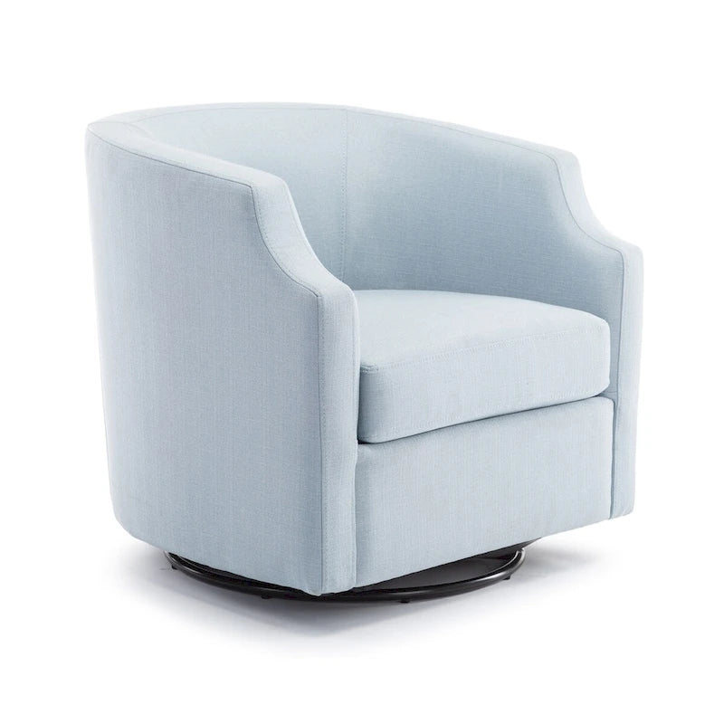 Grey / Light Blue / Natural Linen Swivel Glider Barrel Chair for 1 Person
