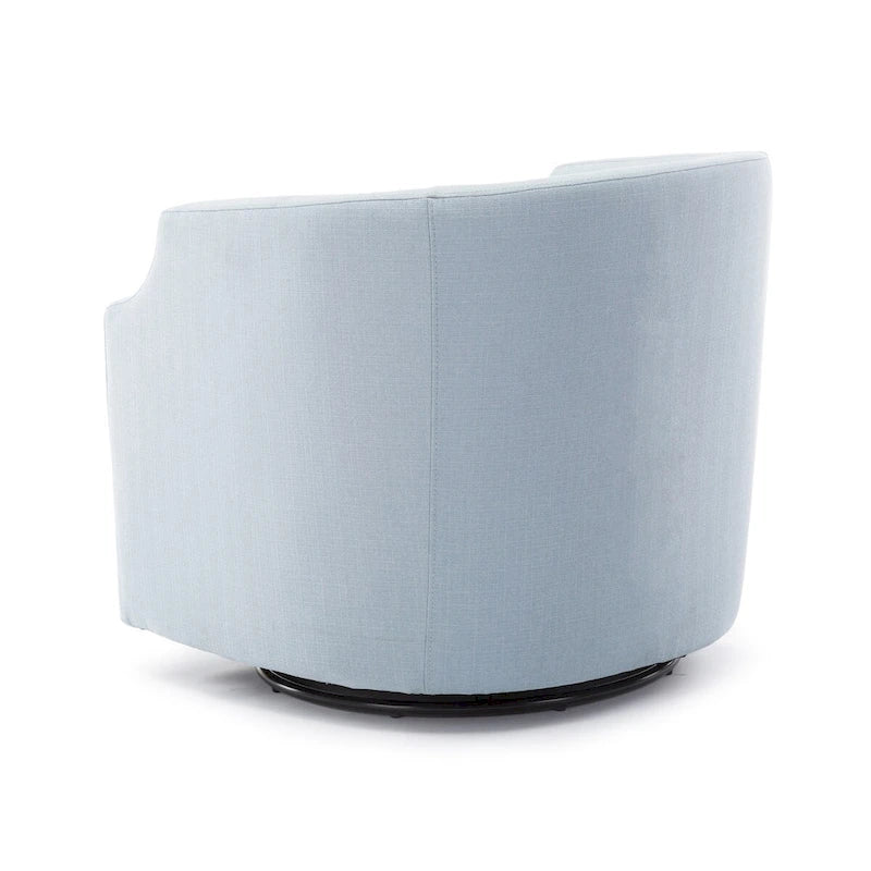 Grey / Light Blue / Natural Linen Swivel Glider Barrel Chair for 1 Person