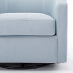 Grey / Light Blue / Natural Linen Swivel Glider Barrel Chair for 1 Person