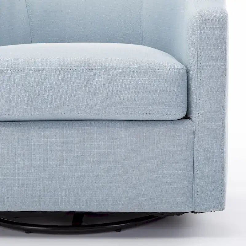 Grey / Light Blue / Natural Linen Swivel Glider Barrel Chair for 1 Person