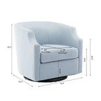 Grey / Light Blue / Natural Linen Swivel Glider Barrel Chair for 1 Person