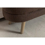 Ivory / Brown / Black Boucle Fabric Storage Bench with Wood Legs for 1–2 Person