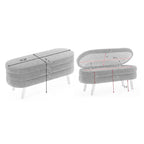 Ivory / Brown / Black Boucle Fabric Storage Bench with Wood Legs for 1–2 Person