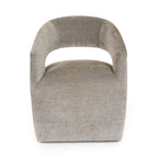 Grey Textured Fabric Art Deco Cut-Out Back Accent Chair with Caster Legs for 1 Person