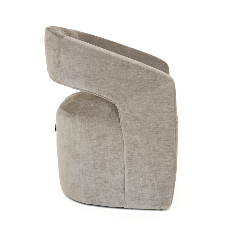Grey Textured Fabric Art Deco Cut-Out Back Accent Chair with Caster Legs for 1 Person