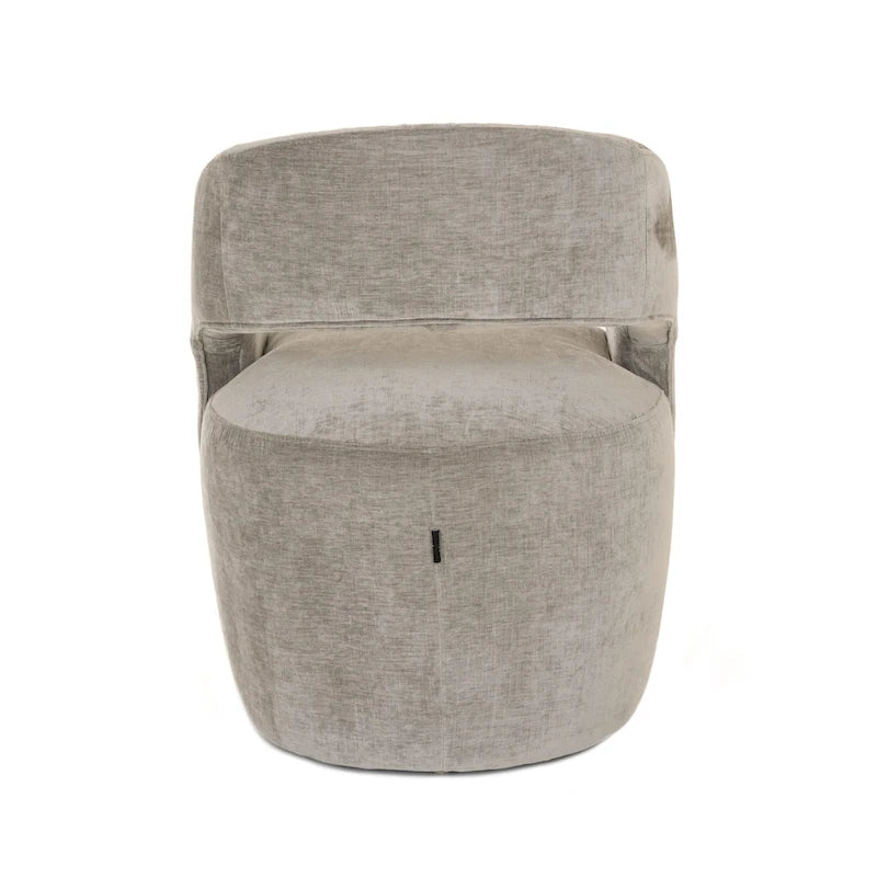 Grey Textured Fabric Art Deco Cut-Out Back Accent Chair with Caster Legs for 1 Person