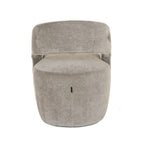 Grey Textured Fabric Art Deco Cut-Out Back Accent Chair with Caster Legs for 1 Person
