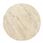 Brown / Distressed White / Grey Washed Solid Wood Round Side Table with 2 Cane Shelves for 1 Person