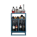Blue / Walnut Turntable Stand with 3 Open Cubbies and Metal Base for 1–2 Person