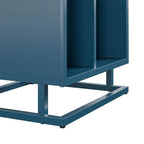 Blue / Walnut Turntable Stand with 3 Open Cubbies and Metal Base for 1–2 Person